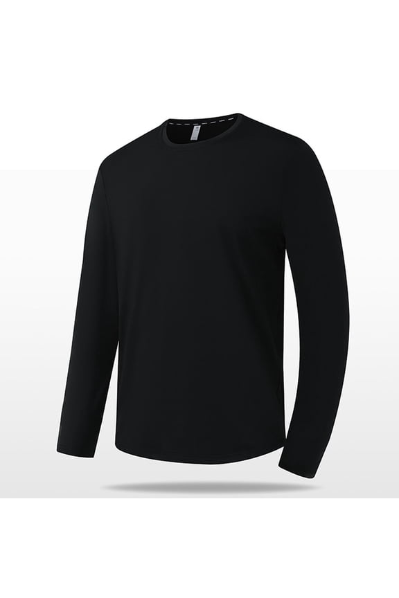 Men's Round Neck Quick Dry Sport Shirts Athletic Workout Tops Active Shirt Black Size 5XL