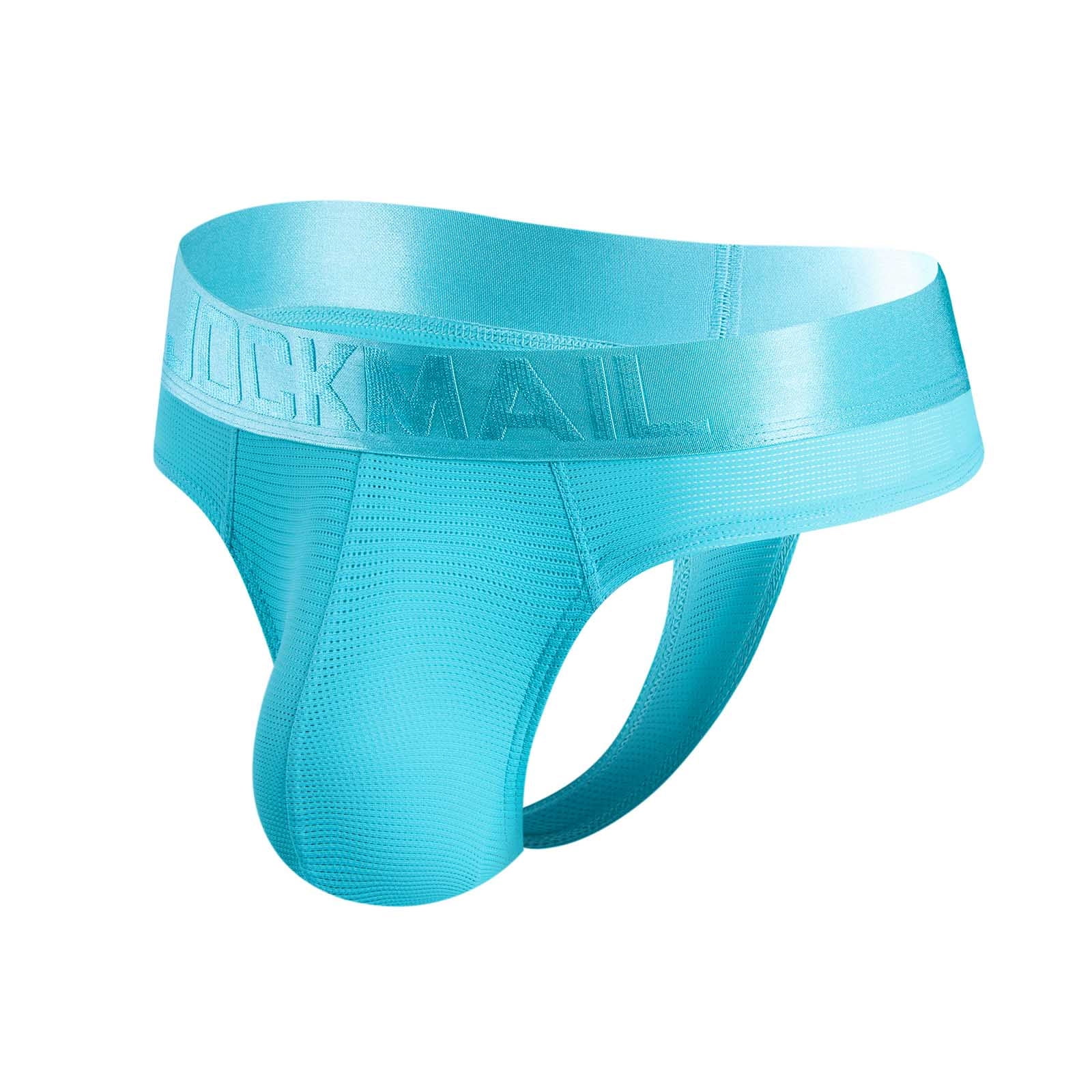 HAOTAGS Men's Sexy Low Waist Bondage Panties Low-waisted Breathable Thong  Regular Mens Briefs Underwear Men Pack Light Blue Size XL 