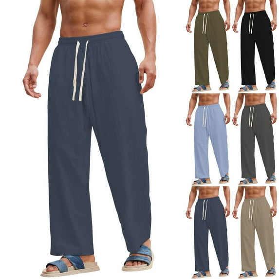 HAOTAGS Men's Sweatpants, Loose Breathable Elastic Waist Drawstring Pants Light Blue S