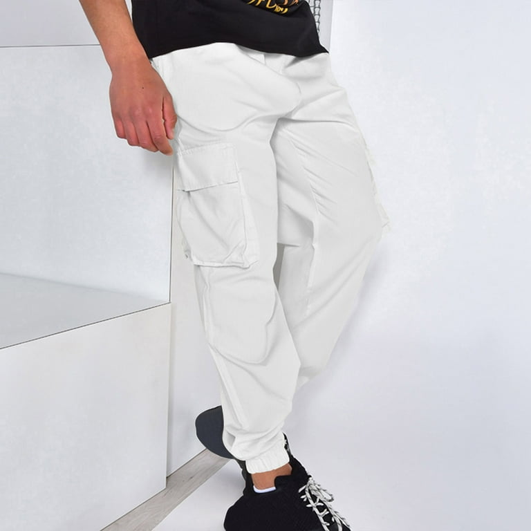 HAOTAGS Men s Sweatpants Pockets Lightweight Exercise Pants Running Workout Sports White Size 2XL