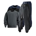 thumbnail image 1 of HAOTAGS Men's Sweatsuit Set, Casual Fall Winter Long Sleeve Round Neck Sweatshirts with Sport Sweatpants Set Black L, 1 of 6