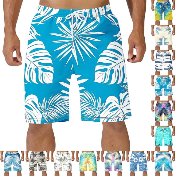 HAOTAGS Men's Swim Trunks With Pockets, Quick-Dry Elastic Drawstring Waist Beach Shorts 4-Way Stretch Bathing Suit Multicolor Size 2XL