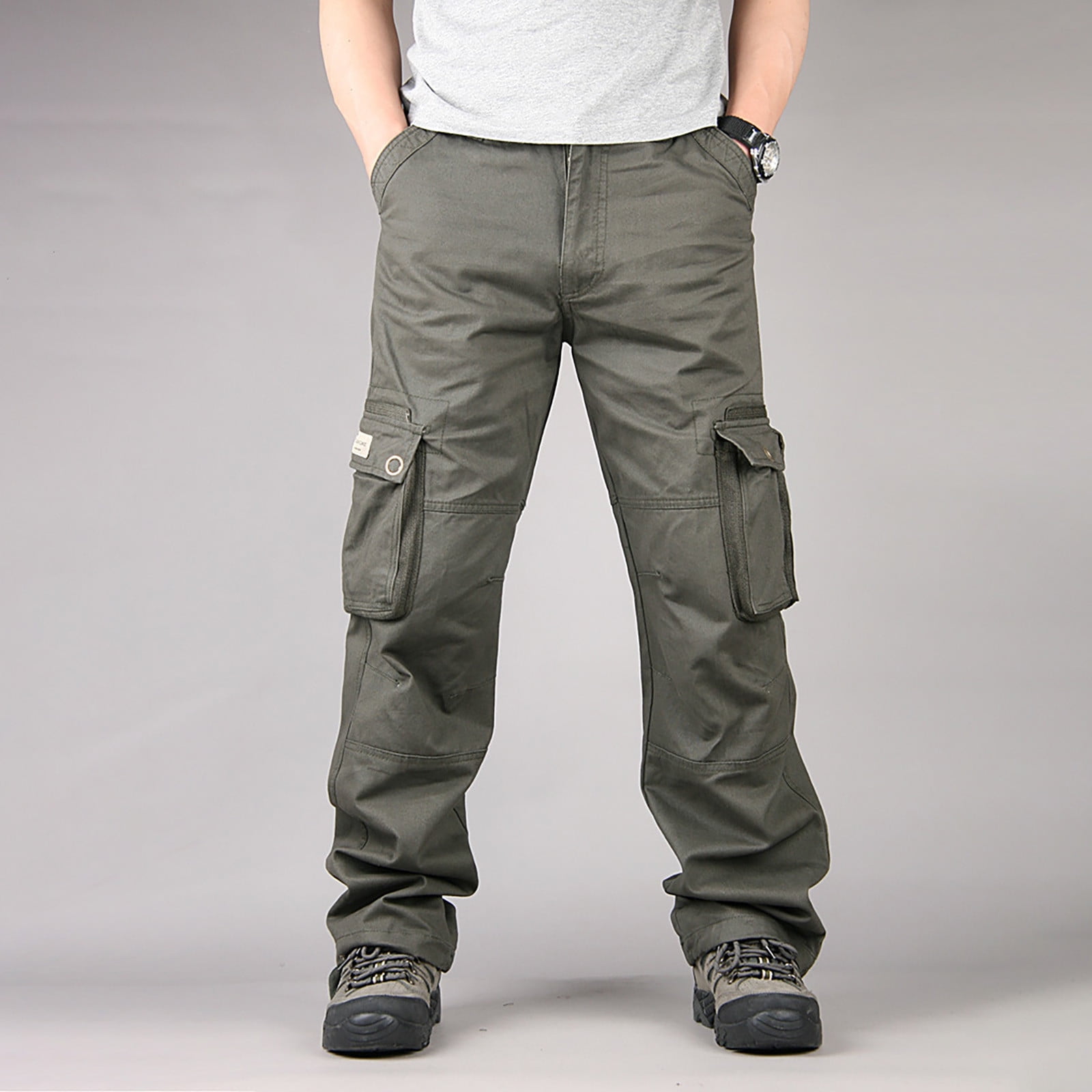 HAOTAGS Men's Tactical Ripstop Cargo Pants Multi-pocket Slim-fit ...