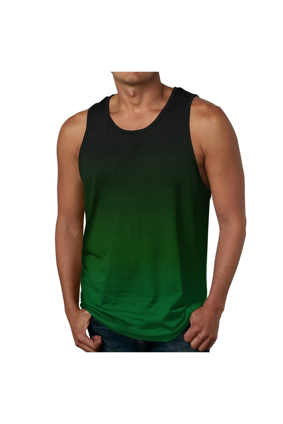 Men's Tank Tops, Sleeveless Crew Neck Breathable Sporty Tank Top Army Green 3XL