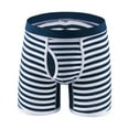 thumbnail image 1 of HAOTAGS Men's Underwear Boxer Briefs Striped Cotton Regular Mens Boxer Briefs Underwear Men Pack Dark Blue Size L, 1 of 3