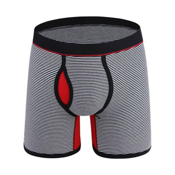 HAOTAGS Men's Underwear Boxer Briefs Striped Cotton Regular Mens Boxer Briefs Underwear Men Pack Dark Gray Size M