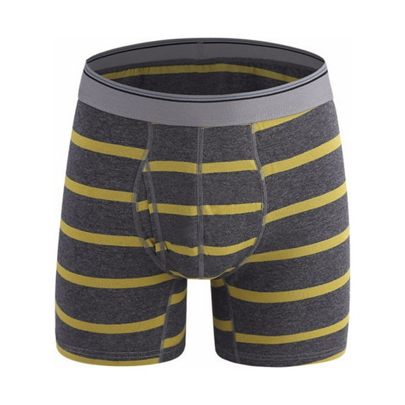 HAOTAGS Men's Underwear Boxer Briefs Striped Cotton Regular Mens Boxer Briefs Underwear Men Pack Yellow Size M