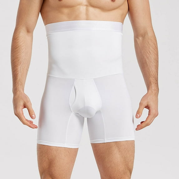 HAOTAGS Men's Underwear Covered Waistband High-waisted Regular Mens Boxer Briefs Multipack White Size M