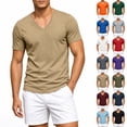 thumbnail image 1 of HAOTAGS Men’s V-Neck Short Sleeve Running T-Shirt Breathable Mesh Fabric Moisture-Wicking Lightweight & Sporty Fit Tops Green Size 2XL, 1 of 10