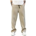 thumbnail image 1 of HAOTAGS Men's Work Pants, Elastic Waist with Pockets Tie Drawstring Straight Leg Pants Khaki 3XL, 1 of 8
