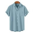 thumbnail image 1 of HAOTAGS Mens Button Down Shirts Solid Color Turndown Collar Short Sleeve Shirts for Summer Sky Blue Size 5XL, 1 of 7