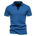 thumbnail image 1 of HAOTAGS Mens Casual Outdoor Stand Collar Shirts Solid Color Slim-fit Classic Fit Soft Breathable Short Sleeve Tops Blue Size L, 1 of 7