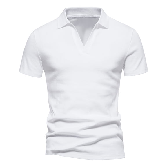 HAOTAGS Mens Casual Outdoor Stand Collar Shirts Solid Color Slim-fit Classic Fit Soft Breathable Short Sleeve Tops White Size XL