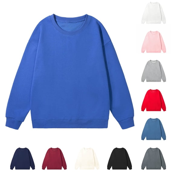 HAOTAGS Mens Casual Sweatshirts, Solid Color Cotton Long Sleeve Round Neck Pullover Tops Red S