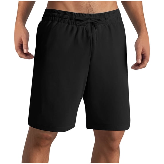 HAOTAGS Mens Elastic Waist Shorts with Pockets Casual Outdoor Sport Shorts for Spring Summer Black Size L