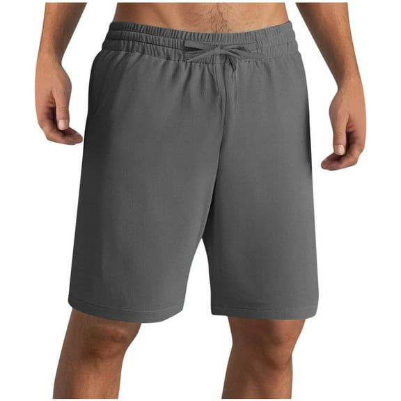 HAOTAGS Mens Elastic Waist Shorts with Pockets Casual Outdoor Sport Shorts for Spring Summer Gray Size XL