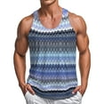 thumbnail image 1 of HAOTAGS Mens Fashion Tank Tops, Striped Printed Breathable Loose Athletic Tops Navy XL, 1 of 4