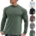 thumbnail image 1 of HAOTAGS Mens Fitness Work Out Shirts, Casual Long Sleeve Round Neck Sport Shirts Gray 2XL, 1 of 6