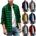 thumbnail image 1 of HAOTAGS Mens Flannel Shirts, Plaid Long Sleeve Button Down Shirt Casual Checkered Jacket with Pocket Purple 3XL, 1 of 9