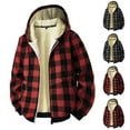 thumbnail image 1 of HAOTAGS Mens Fleece Lined Plaid Jacket, Long Sleeve Hooded Coat Cotton Fall Winter Warm Outwear for Men Black L, 1 of 9