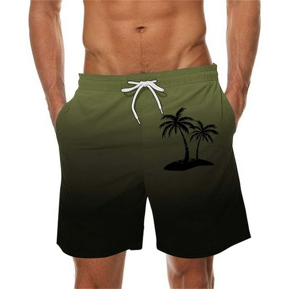 HAOTAGS Mens Graphic Print Summer Shorts with Pockets Elastic Waist Beach Shorts Green Size 5XL