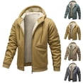thumbnail image 1 of HAOTAGS Mens Hooded Jacket, Fleece Lined Long Sleeve Zip Up Coat Casual Fall Winter Men's Outwear Khaki S, 1 of 8