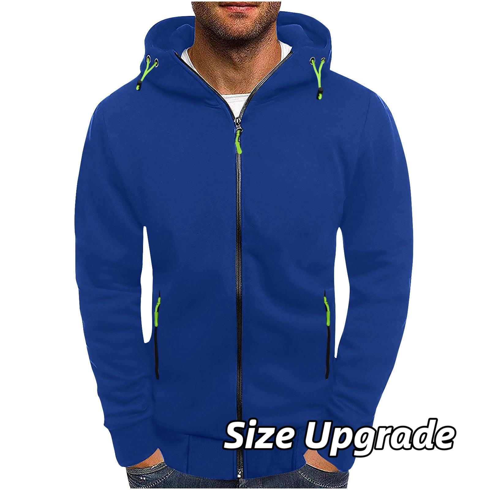 HAOTAGS Mens Hoodie Sweatshirt Zip Up Hooded Sweatshirts Soft Casual Sport Hoodies Blue Size XL