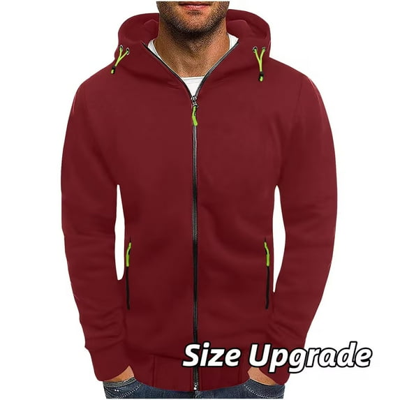 HAOTAGS Mens Hoodie Sweatshirt Zip Up Hooded Sweatshirts Soft Casual Sport Hoodies Wine Size L