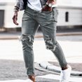 thumbnail image 1 of HAOTAGS Mens Jeans Pants, Pocketed Ripped Button - Zipper Full Long Pants Blue 2XL, 1 of 6