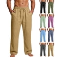 thumbnail image 1 of HAOTAGS Mens Pants,Casual Summer Drawstring with Multiple Pockets Cargo Pants Yellow XL, 1 of 9