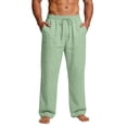thumbnail image 1 of HAOTAGS Mens Pants,with Multiple Pockets Casual Summer Drawstring Cargo Pants Green 3XL, 1 of 9