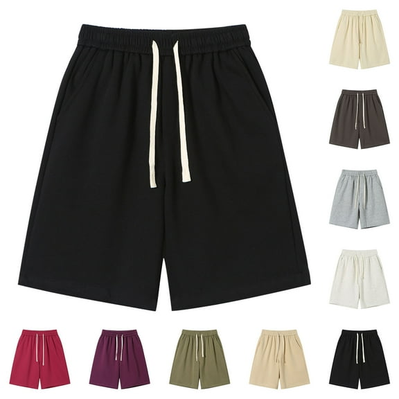 HAOTAGS Mens Plus Size Shorts Casual Comfortable Outdoor Sport Shorts with Drawstring Black Size 2XL