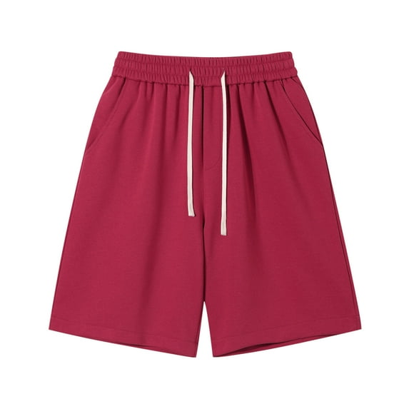 HAOTAGS Mens Plus Size Shorts Casual Comfortable Outdoor Sport Shorts with Drawstring Wine Size S