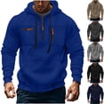 thumbnail image 1 of HAOTAGS Mens Plus Size Sport Hoodie, Half Zip Hooded Sweatshirts with Zipper Pocket Long Sleeve Pullover Top for Fall Winter Black 4XL, 1 of 6