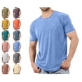 thumbnail image 1 of HAOTAGS Mens T-Shirt Short Sleeve Crew Neck Soft Tees Classic Plain Shirts Navy Size 4XL, 1 of 6
