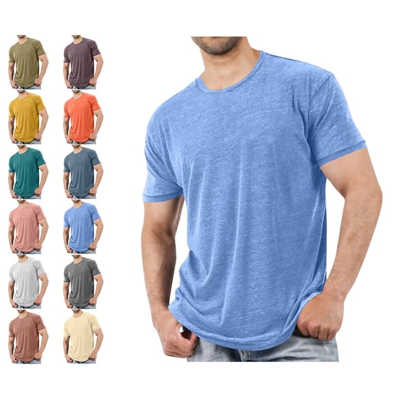 HAOTAGS Mens T-Shirt Short Sleeve Crew Neck Soft Tees Classic Plain Shirts Navy Size 4XL