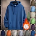 thumbnail image 1 of HAOTAGS Mens Thickened Hoodie, Fleece Lined Sweatshirts Long Sleeve Hooded Pullover Top for Fall Winter Orange 2XL, 1 of 10