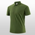 thumbnail image 1 of HAOTAGS Mens Turn Downcollar Shirts Half Zip Quick Dry Short Sleeve Summer Sport Shirts Army Green Size L, 1 of 4