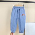 thumbnail image 1 of HAOTAGS Mid Waist Denim Pans Kids Cute Wide Leg Trousers Straight with Pockets Girl Streetwear Light Blue 7 Years, 1 of 2