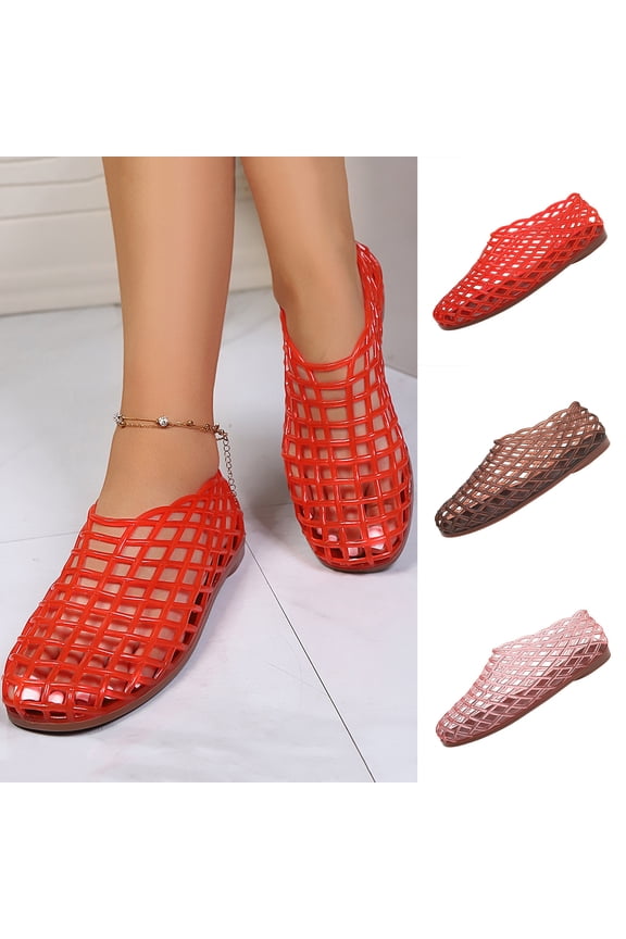 Mule Sandals for Women Closed Toe Hollow Breathable Casual Footwear Shoes Pink Size 5.5