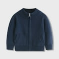 thumbnail image 1 of HAOTAGS New Sweater Jacket For Toddler Boys And Girls, Hoodless Long Sleeve Solid Casual Fall/Winter Knitted Cardigan Navy 5T, 1 of 8