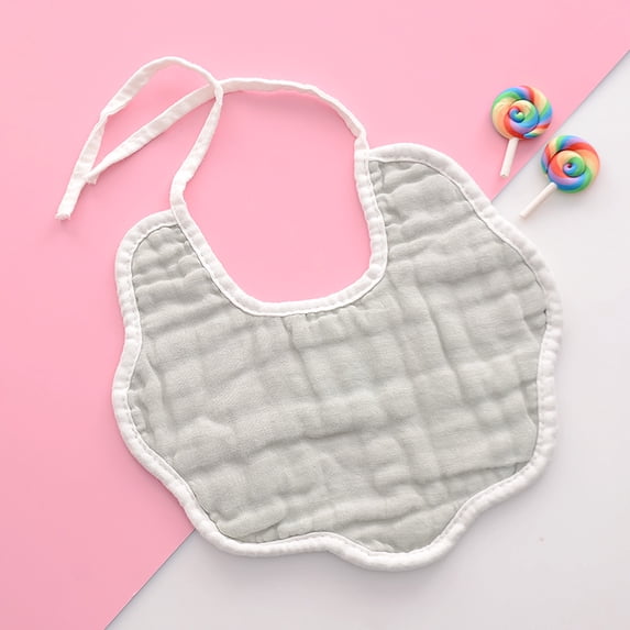 HAOTAGS Newborn Baby Cute Teething Bib Saliva Towel Solid Color Cotton Gauze Frenulum Gray Size One Size