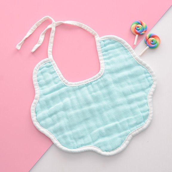 HAOTAGS Newborn Baby Cute Teething Bib Saliva Towel Solid Color Cotton Gauze Frenulum Mint Green Size One Size