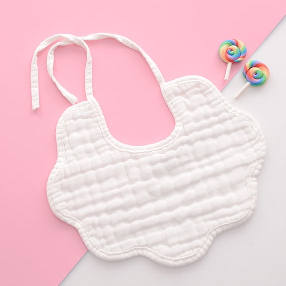 HAOTAGS Newborn Baby Cute Teething Bib Saliva Towel Solid Color Cotton Gauze Frenulum White Size One Size