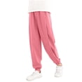 thumbnail image 1 of HAOTAGS Pants for Boys Girls, Tapered Leg Elastic Waist Casual Loose Kids Sports Pants with Pockets Pink Size 7, 1 of 7