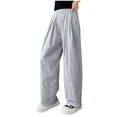 thumbnail image 1 of HAOTAGS Pants for Girls, Straight-leg Casual Lightweight Loose Waist Summer Pants Gray 10 Years, 1 of 7