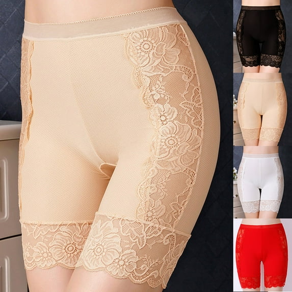 HAOTAGS Period Underwear for Women,Adjustable Waist Breathable Embroidery High Waist Panties Beige L