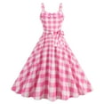 thumbnail image 1 of HAOTAGS Plaid Dress for Women 50s Dresses Checkered Dress Vintage Rockabilly Dresses Pink Size L, 1 of 8