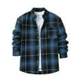 thumbnail image 1 of HAOTAGS Plaid Shirts for Men Casual Button Long Sleeve Flannel Shirt for Spring Fall Navy Size 2XL, 1 of 8