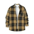 thumbnail image 1 of HAOTAGS Plaid Shirts for Men Casual Button Long Sleeve Flannel Shirt for Spring Fall Yellow Size 2XL, 1 of 8